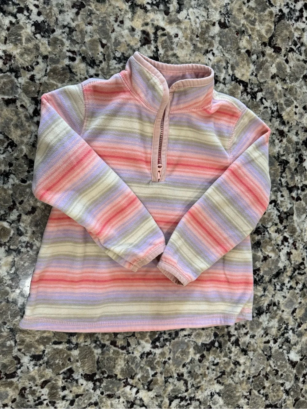 Osh Kosh B’Gosh Striped Pastel Quarter-Zip Kids Top - Pink & Cream